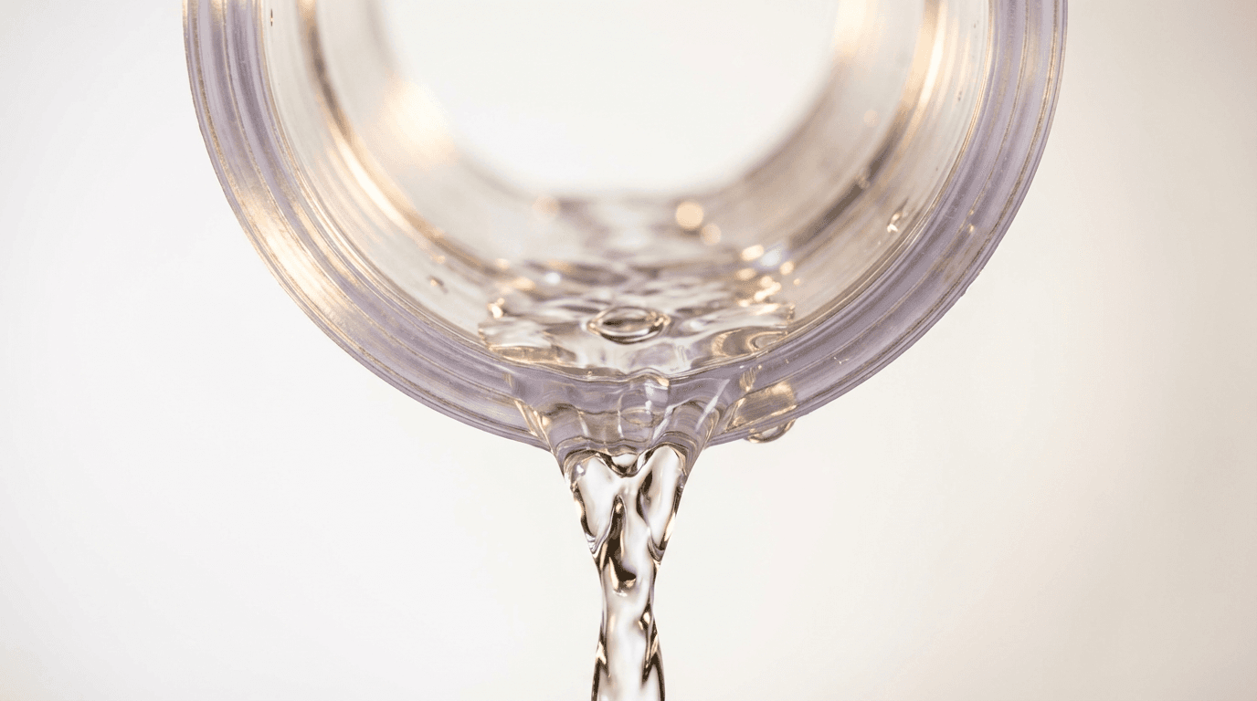 Clear water flowing through a drain pipe after professional cleaning
